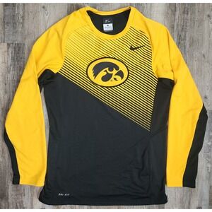 Nike Iowa Hawkeyes Shooting Shirt Mens Small Black Yellow Dri-FIT Long Sleeve